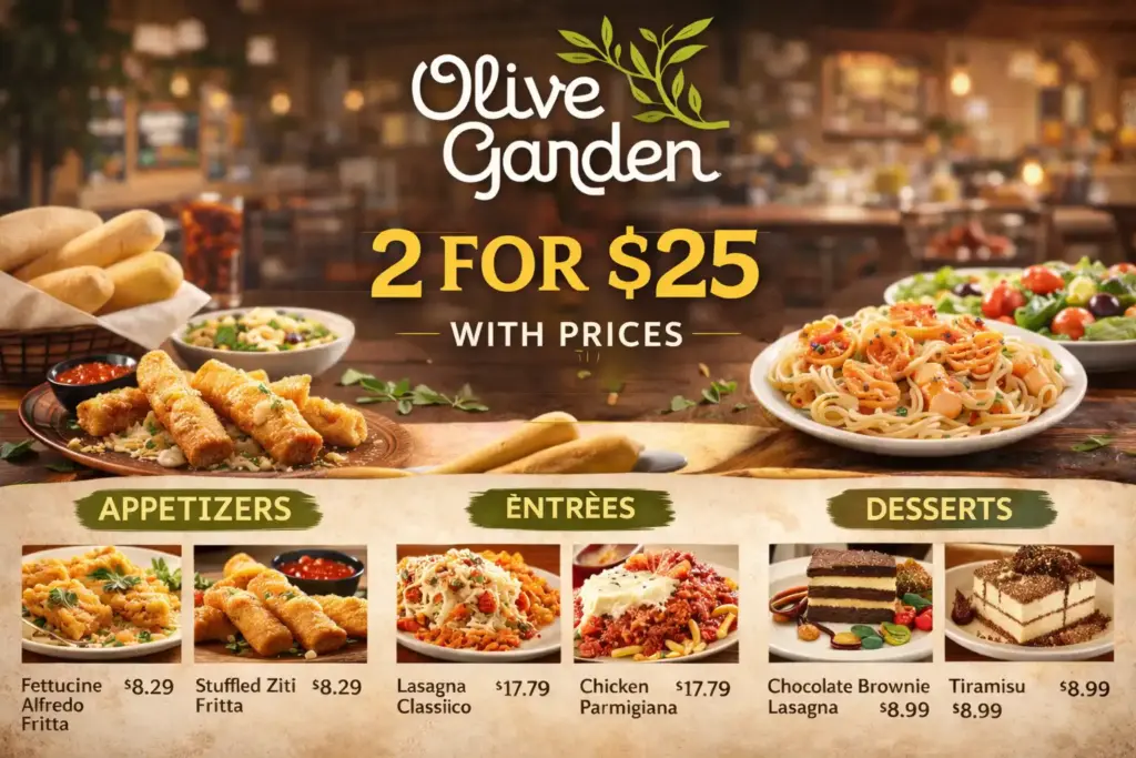 Olive Garden Menu 2 For $25 With Prices